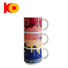 Factory manufacture custom logo sublimation ceramic stacking cup